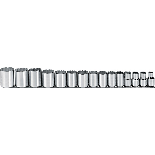 Socket Set, 15 Pcs, 1/2" Drive Size Ontario Packaging
