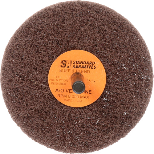 Standard Abrasives Buff & Blend Wheel, 3" Dia. x 1" W, 1/4" Arbor, Aluminum Oxide Ontario Packaging