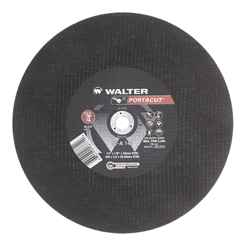 Meule &agrave; tronçonner rapide en acier inoxydable Portacut, 14" x 1/8", Arbre de 3/4", Type 1, Oxyde d'aluminium, 5400 Tr/min Ontario Packaging
