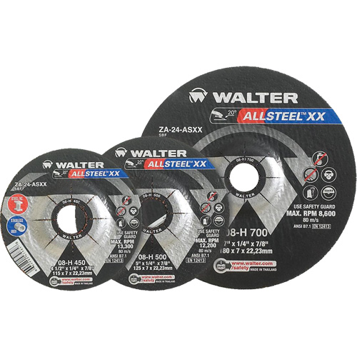 Meules &agrave; moyeu d&eacute;port&eacute; ALLSTEEL Xtra, 9" x 1/4", Arbre 7/8", Type 27 Ontario Packaging