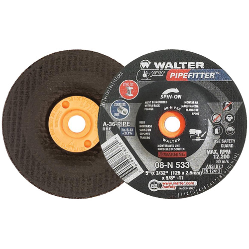 PIPEFITTER Grinding Wheel, 5" x 3/32", 5/8"-11 Arbor, Aluminum Oxide, Type 27 Ontario Packaging