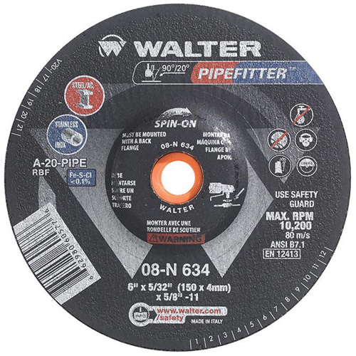 Meule PIPEFITTER, 6" x 5/32", Oxyde d'aluminium, Type 27 Ontario Packaging