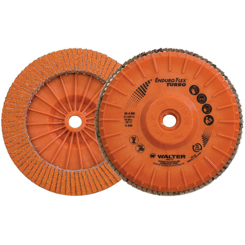 Disque &agrave; lamelles Turbo Enduro-Flex, 6" x 5/8"-11, Type 27S, Grain 36/60, C&eacute;ramique Ontario Packaging
