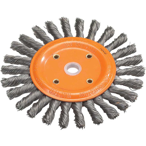 Knot-Twisted Wire Bench Wheel, 8" Dia., 0.0118" Fill, 5/8" Arbor, Steel Ontario Packaging