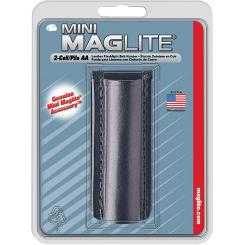 Leather Belt Holster for 2-Cell AA Flashlights, Flashlight Holder, Leather, 1 Pockets Ontario Packaging