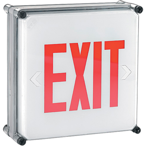 Aqua NEMA 4x Exit Signs, LED, Hardwired, 11-3/4" L x 11-3/4" W, English Ontario Packaging