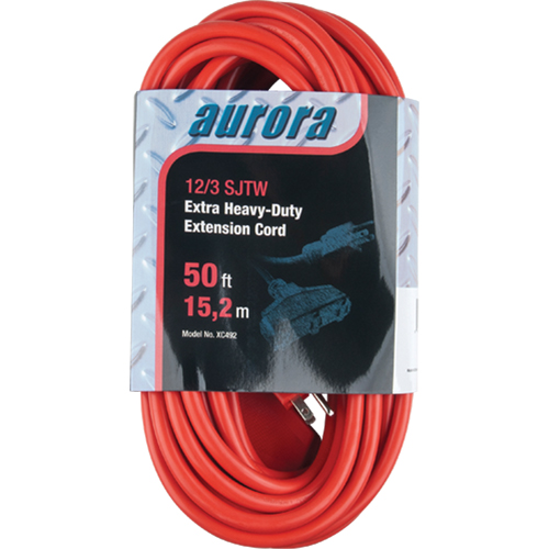 Vinyl Extension Cord, Outdoor, SJTW, 12/3 AWG, 15 A, 3 Outlet(s), 50' Ontario Packaging