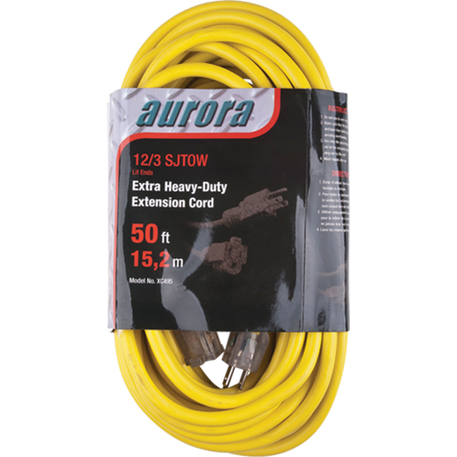 Cordon rallonge en vinyle avec indicateur lumineux, Ext&eacute;rieur, SJTOW, AWG 12/3, 15 A, 50' Ontario Packaging
