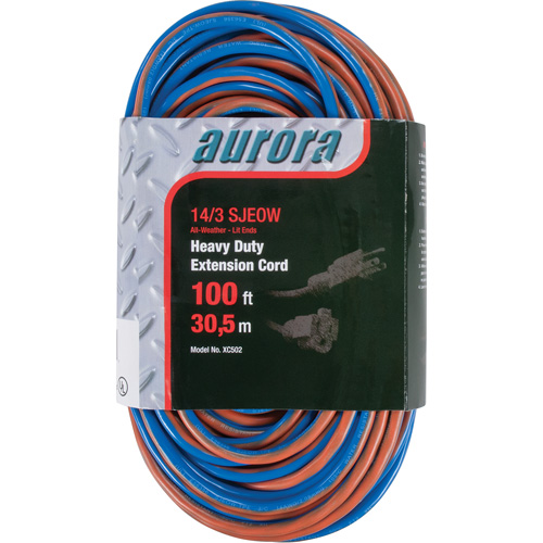 Cordon rallonge en caoutchouc TPE avec indicateur lumineux, Toutes saisons, SJEOW, AWG 14/3, 13 A, 100' Ontario Packaging
