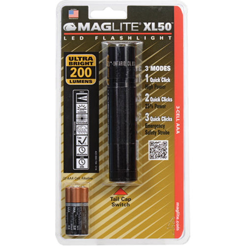 XL50Flashlights, LED, 200 Lumens, AAA Batteries Ontario Packaging