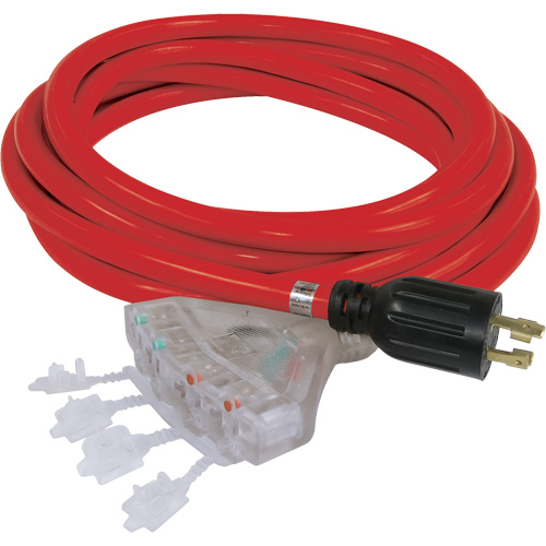 Generator Extension Cord with Quad Tap, STW, 10 AWG, 20 A, 4 Outlet(s), 25' Ontario Packaging