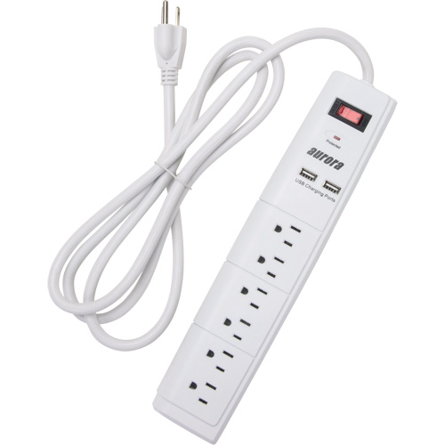 USB Charging Surge Protector, 6 Outlets, 1200 J, 1875 W, 6' Cord Ontario Packaging