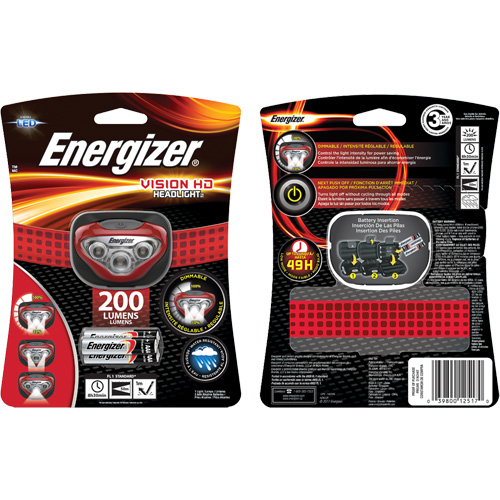 Vision Headlight, LED, 200 Lumens, 8.5 Hrs. Run Time, AAA Batteries Ontario Packaging