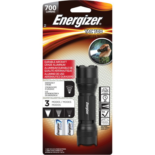 TAC 700 Flashlight, LED, 700 Lumens, CR123 Batteries Ontario Packaging