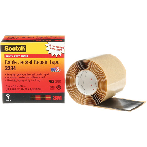 Ruban de r&eacute;paration de gaines pour c&acirc;bles Scotch, 51 mm (2") x 1,8 m (6'), Noir, 60 mils Ontario Packaging