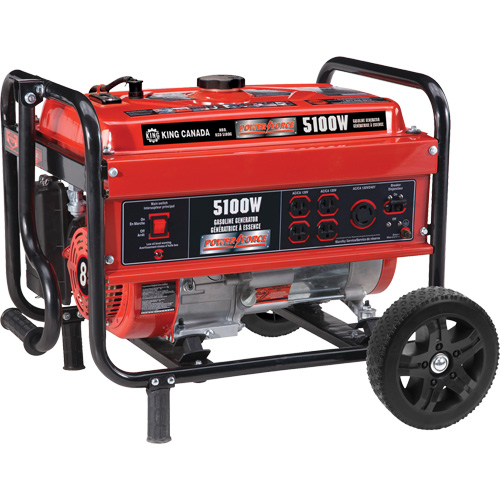 Generator with Wheel Kit, 5100 W Surge, 4000 W Rated, 120 V/240 V, 15 L Tank Ontario Packaging