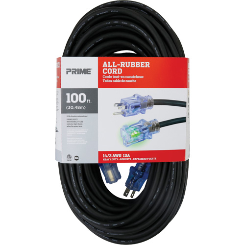 Cordon rallonge All-Rubber, Ext&eacute;rieur, SJOOW, AWG 14/3, 15 A, 100' Ontario Packaging