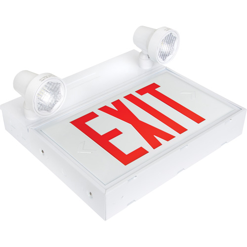 Exit Sign with Security Lights, LED, Battery Operated/Hardwired, 12-1/10" L x 11" W, English Ontario Packaging
