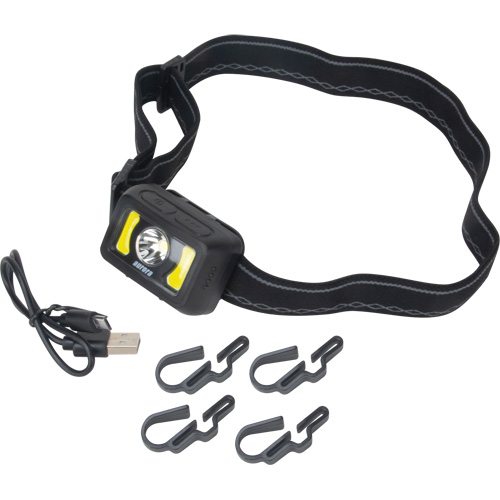 Lampe frontale, DEL, 350 lumens, 2 hres de fonctionnement, piles Rechargeable Ontario Packaging