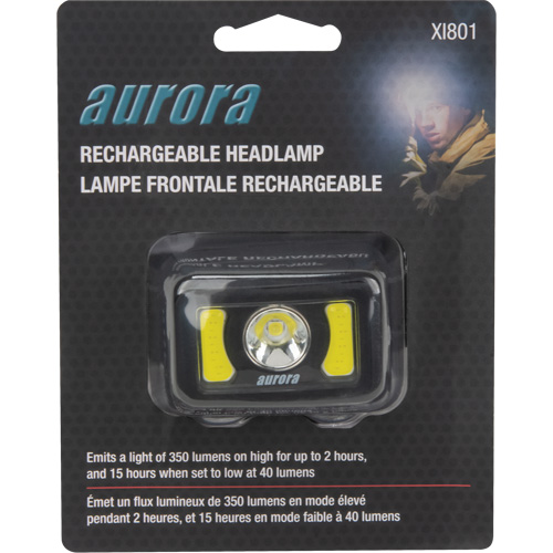 Lampe frontale, DEL, 350 lumens, 2 hres de fonctionnement, piles Rechargeable Ontario Packaging