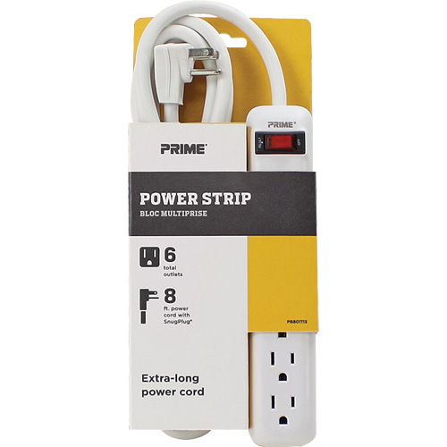 Power Strip, 6 Outlet(s), 8', 15 A, 1875 W, 125 V Ontario Packaging