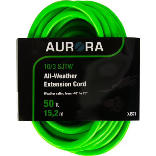 Cordon rallonge de calibre industriel, Toutes saisons, SJTW, AWG 10/3, 15 A, 50' Ontario Packaging