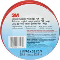 Ruban en vinyle pour travaux g&eacute;n&eacute;raux 764, 25,4 mm (1") la x 32,9 m (108') lo, 5 mils, Rouge Ontario Packaging