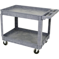 JPTC-3624 Heavy-Duty Polypropylene Shop Cart, 2 Tiers, 46" W x 25-1/2" D x 33-1/4" H, 500 lbs. Cap. Ontario Packaging