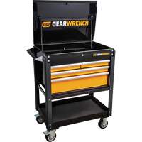 Utility Cart, 4 Drawers, 33" L x 21" W x 42" H, Black/Orange AUW203 | Ontario Packaging