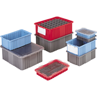 Divider Box&reg; Containers, Polyethylene, 10.8" W x 8.3" D x 2.5" H, Grey Ontario Packaging