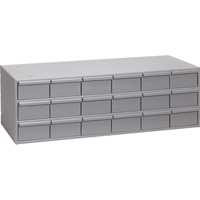 Casiers &agrave; tiroirs industriels, 18 tiroirs, 33-3/4" la x 11-5/8" p x 10-7/8" h, Gris Ontario Packaging