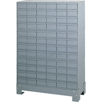 Casiers &agrave; tiroirs industriels avec base, 72 tiroirs, 34-1/8" la x 12-1/4" p x 48-1/8" h, Gris Ontario Packaging