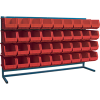Louvered Rack with Bins, 36 Bins, 72" W x 15" D x 40" H Ontario Packaging