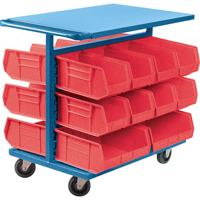 Bin Cart with Bins, Double-sided, 20 bins, 24" W x 38-1/2" D x 36-1/2" H Ontario Packaging
