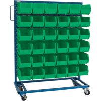 Single-Sided Mobile Bin Rack, Single-sided, 36 bins, 36" W x 16" D x 46-1/2" H Ontario Packaging