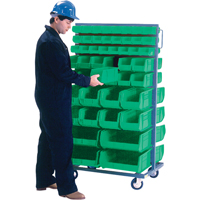 Double-Sided Mobile Bin Rack, Double-sided, 96 bins, 36" W x 24" D x 63" H Ontario Packaging