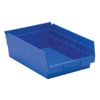 Shelf Bins, 8-3/8" W x 4" H x 11-5/8" D, Blue, 30 lbs. Capacity Ontario Packaging
