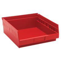 Bacs de rangement pour tablettes, 11-1/8" la x 4" H x 11-5/8" p, Rouge, Capacit&eacute; 30 lb Ontario Packaging