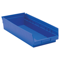 Shelf Bins, 8-3/8" W x 4" H x 17-7/8" D, Blue, 40 lbs. Capacity Ontario Packaging