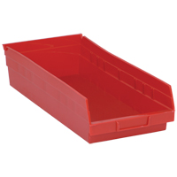 Shelf Bins, 8-3/8" W x 4" H x 17-7/8" D, Red, 40 lbs. Capacity Ontario Packaging