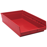Shelf Bins, 11-1/8" W x 4" H x 17-7/8" D, Red, 40 lbs. Capacity Ontario Packaging