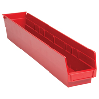 Shelf Bins, 4-1/8" W x 4" H x 23-5/8" D, Red, 50 lbs. Capacity Ontario Packaging