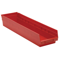 Shelf Bins, 6-5/8" W x 4" H x 23-5/8" D, Red, 50 lbs. Capacity Ontario Packaging