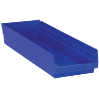 Bacs de rangement pour tablettes, 8-3/8" la x 4" H x 23-5/8" p, Bleu, Capacit&eacute; 50 lb Ontario Packaging