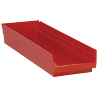 Bacs de rangement pour tablettes, 8-3/8" la x 4" H x 23-5/8" p, Rouge, Capacit&eacute; 50 lb Ontario Packaging