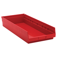 Bacs de rangement pour tablettes, 11-1/8" la x 4" H x 23-5/8" p, Rouge, Capacit&eacute; 50 lb Ontario Packaging