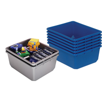 Cross Stack Bins, 11" W x 17.25" D x 12" H, Blue CD583 | Ontario Packaging