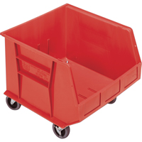 Mobile Bin, 14" H x 16-1/2" W x 18" D, 75 lbs. Capacity, Red Ontario Packaging