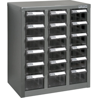 Casiers pour pi&egrave;ces KPC-600, Acier galvanis&eacute;, 18 tiroirs, 13-9/10" x 8-7/10" x 16-3/10", Gris Ontario Packaging