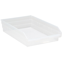 Shelf Bins, 11-1/8" W x 4" H x 17-7/8" D, Clear, 40 lbs. Capacity Ontario Packaging